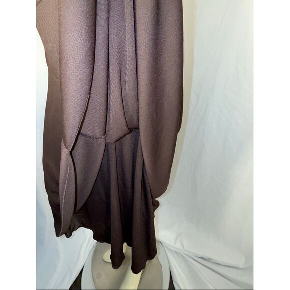 Vintage Y2K Wrapper Brown Swing Skirt Made in USA Stretchy Flowy A-Line Minimali - Picture 6 of 13